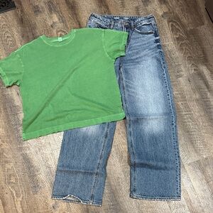 Old Navy Green T and Blue Jeans Set